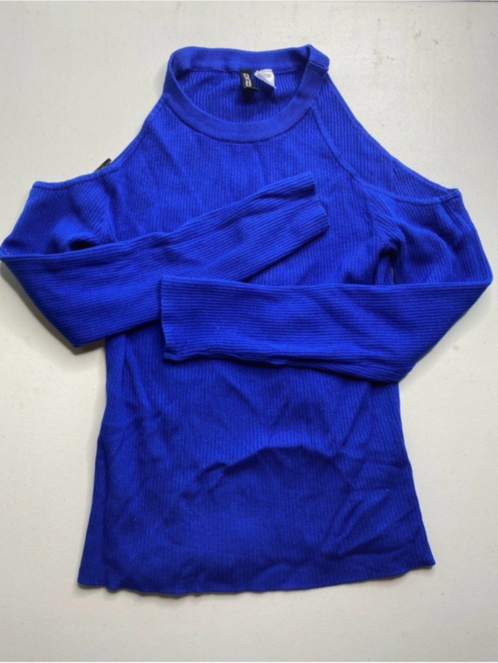 H&M Cobalt Blue Cold-Shoulder Ribbed Sweater